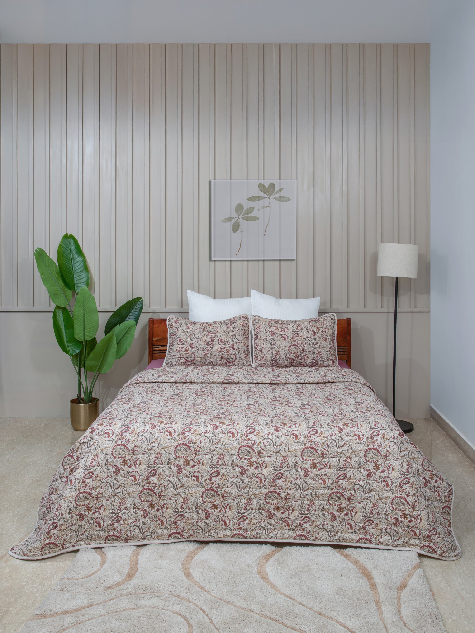 Voile Paisely Cream Printed Coverlet Set