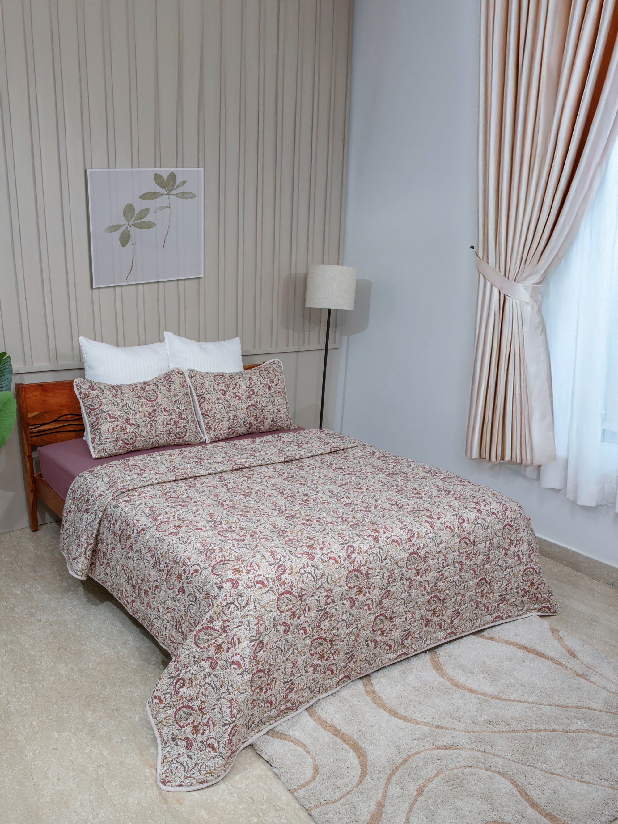Voile Paisely Cream Printed Coverlet Set