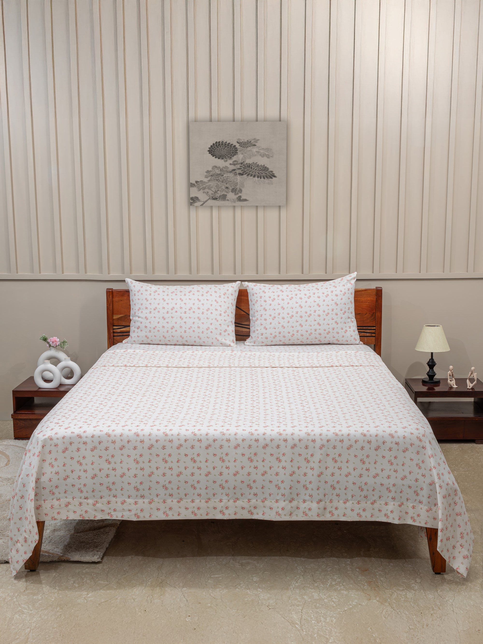 Ivory Rose Printed Bedsheet Set