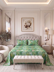 Bamboo Cotton Bedsheet Set – Green Countryside Toile