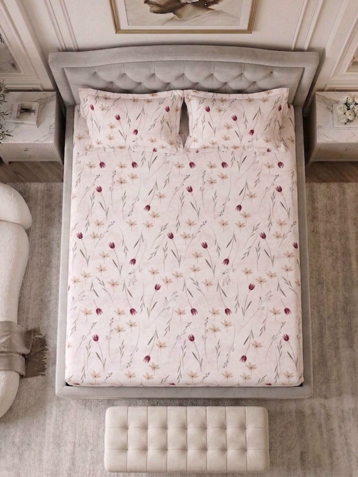 Bamboo Cotton Bedsheet Set – Wildflower Scatter