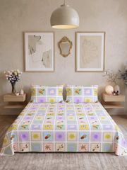 Bamboo Cotton Bedsheet Set – Pastel Patchwork
