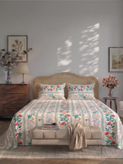 Bamboo Cotton Bedsheet Set – Vintage Rose Stripe