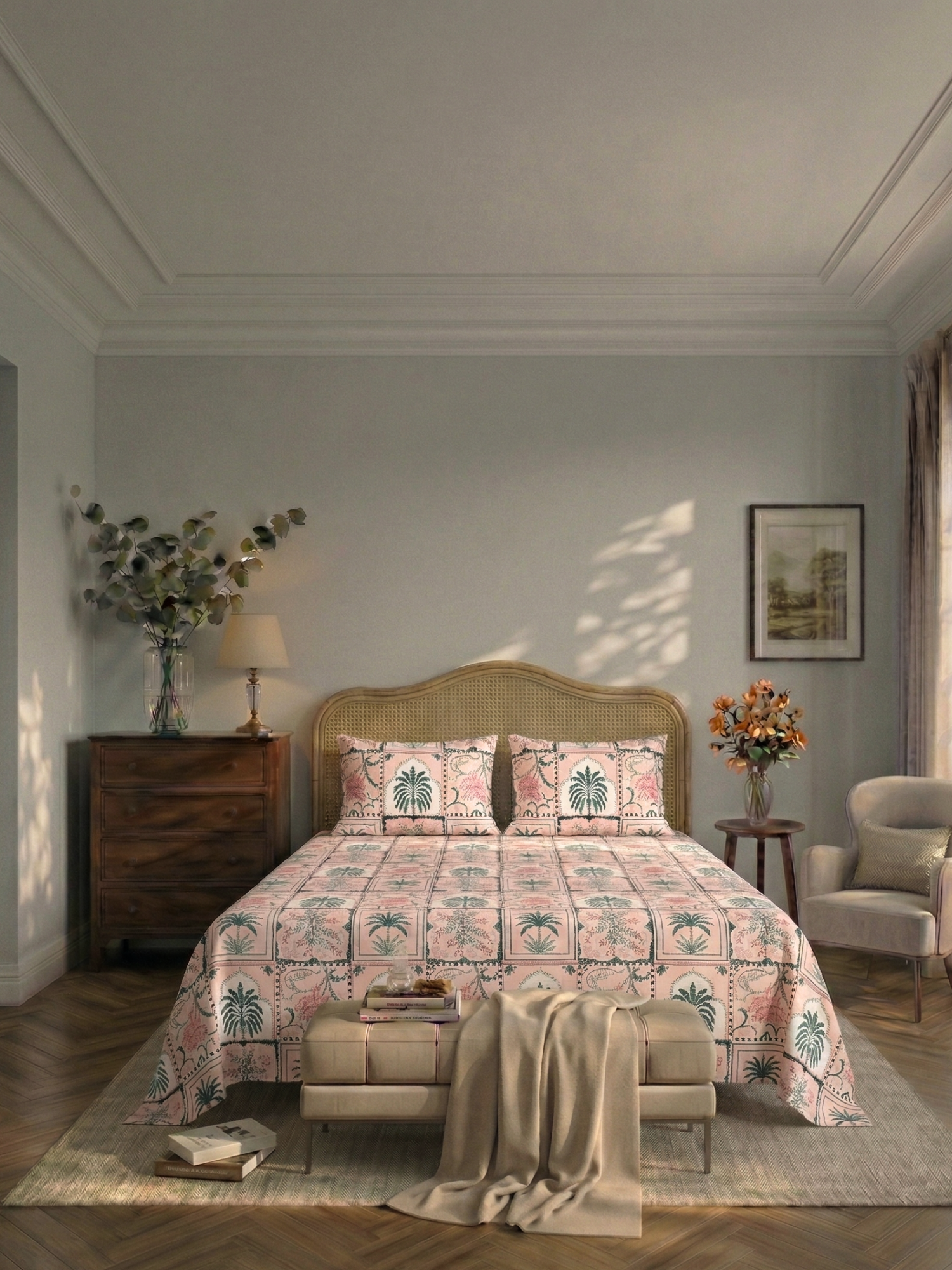 Bamboo Cotton Bedsheet Set – Palm Tile
