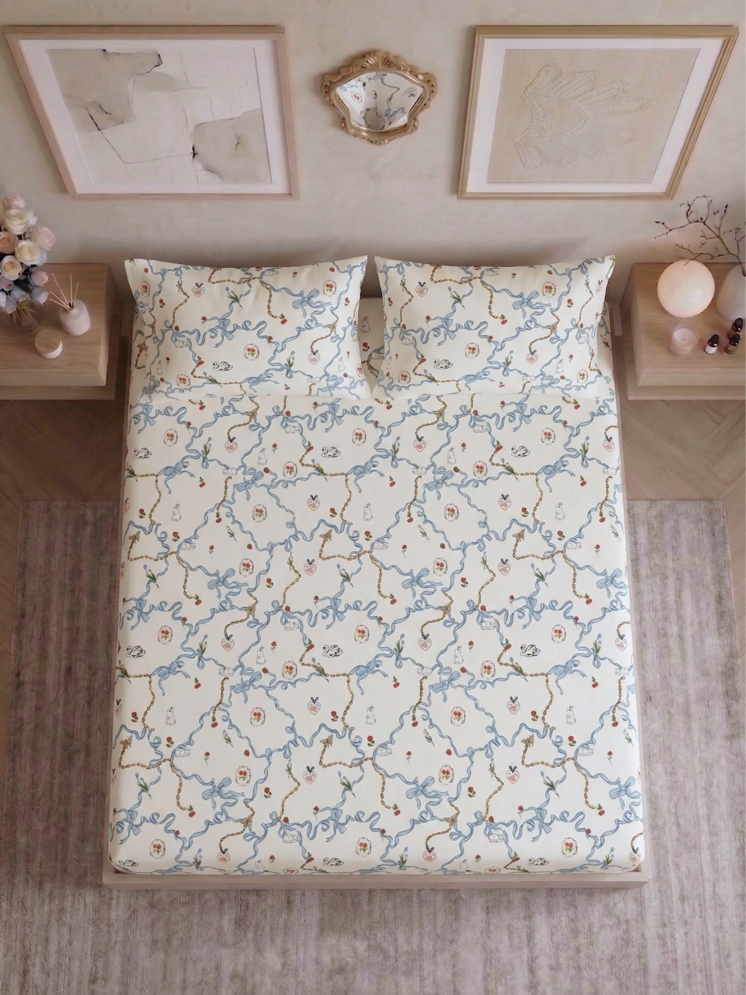 Bamboo Cotton Bedsheet Set – Love Ribbons