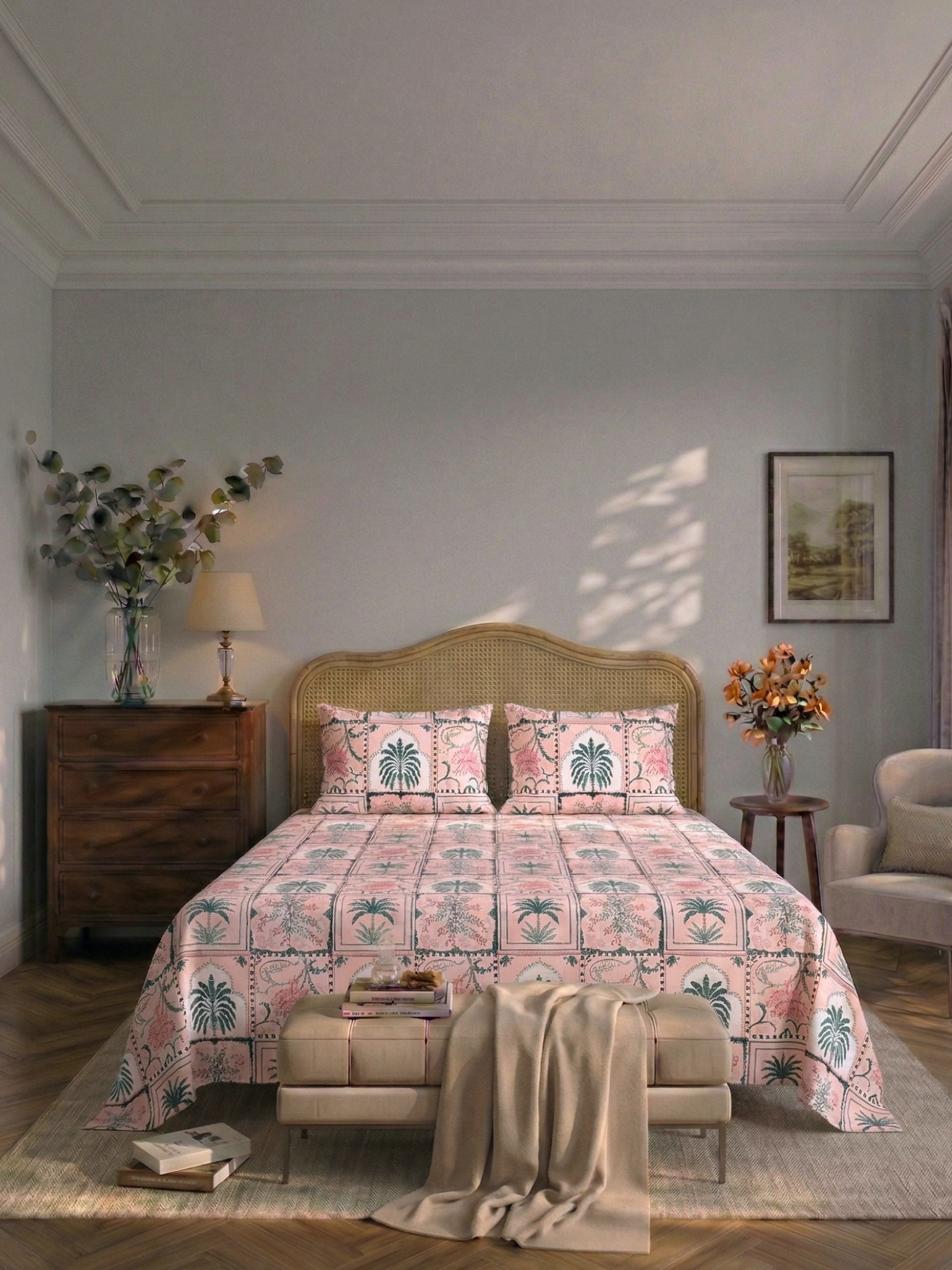 Bamboo Cotton Bedsheet Set – Palm Tile