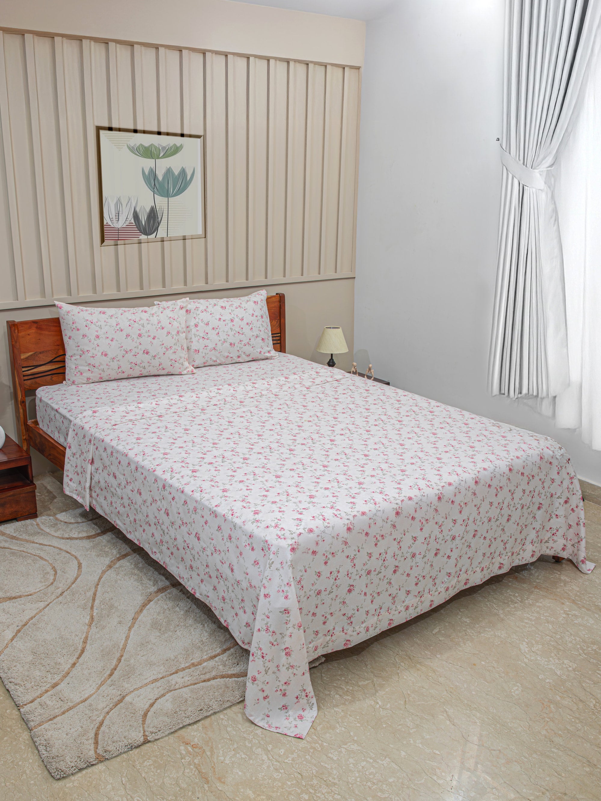 Kashmir Rose Printed Bedsheet Set
