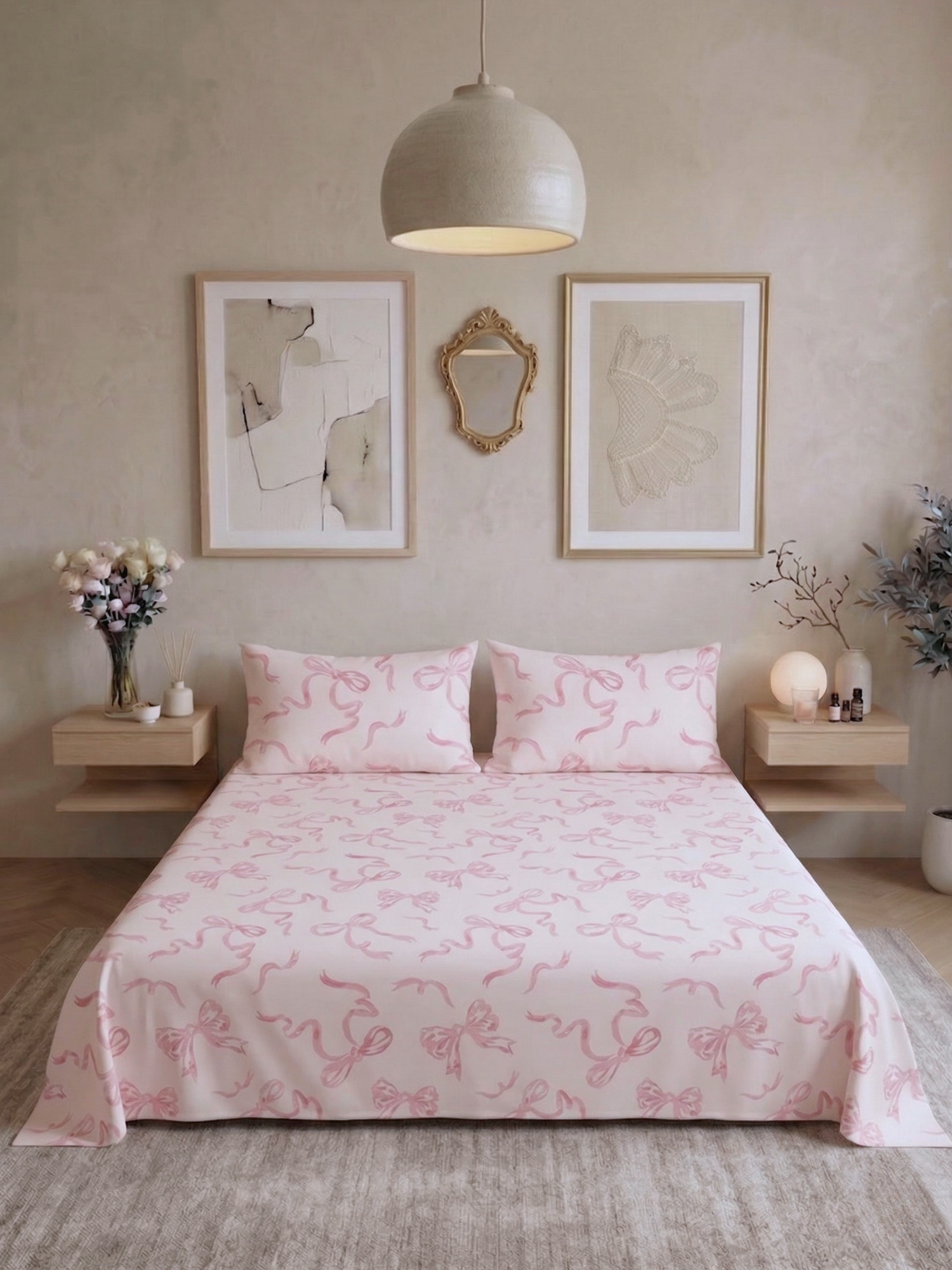 Bamboo Cotton Bedsheet Set – Blush Bows