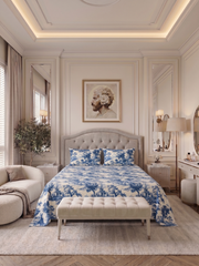 Bamboo Cotton Bedsheet Set – Blue Countryside Toile