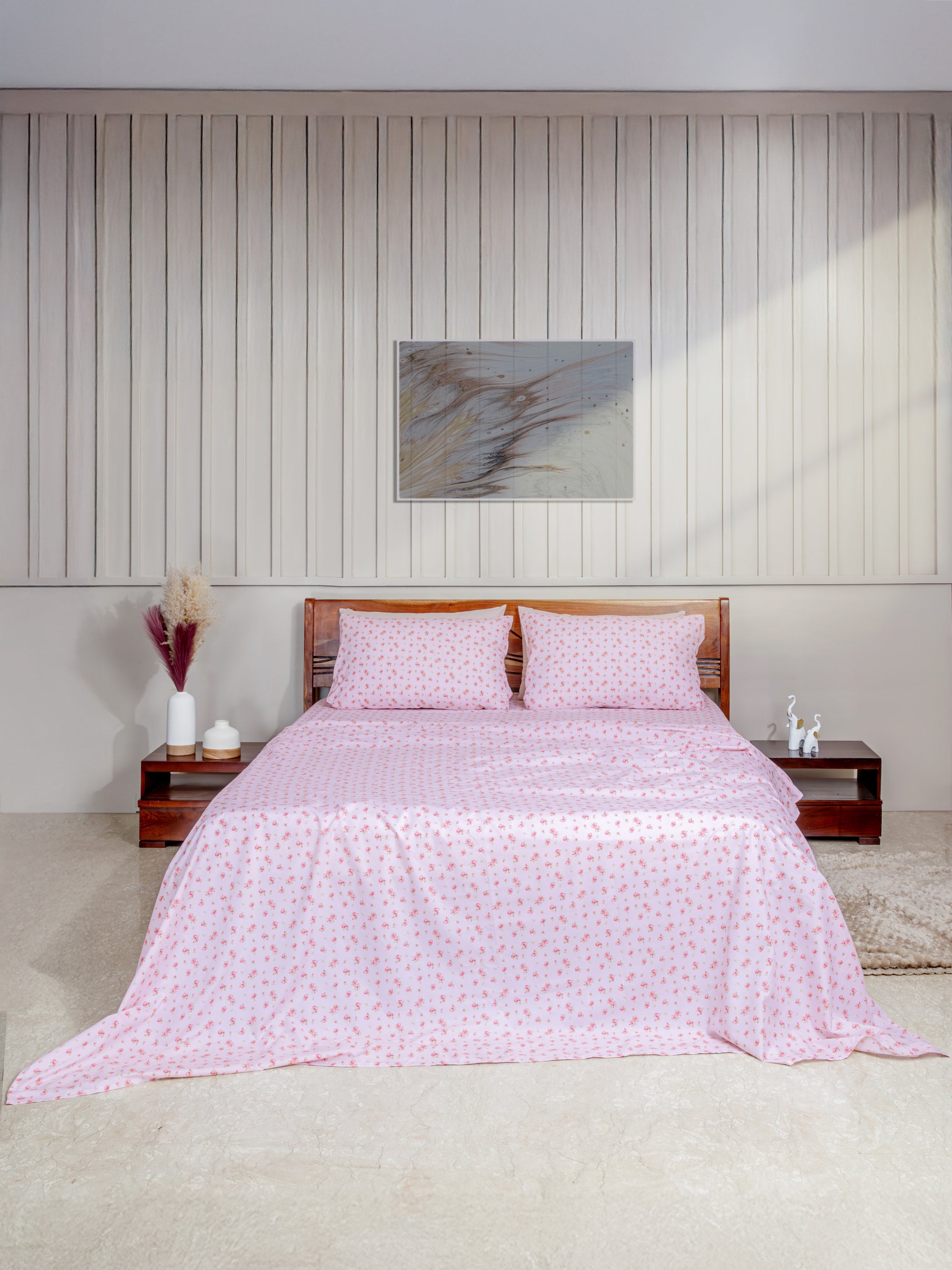 Blush Printed Bedsheet Set