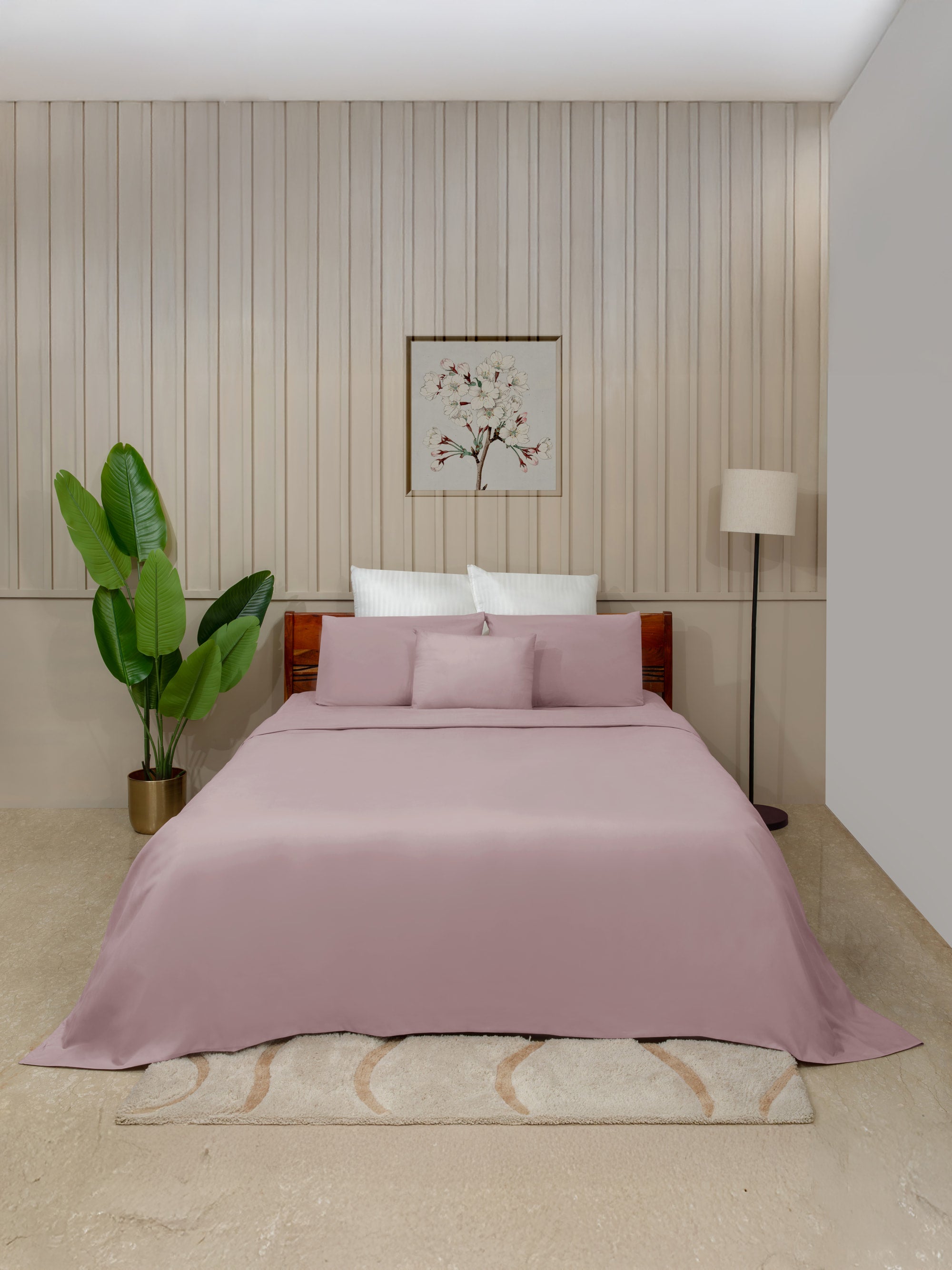 Dusty Mauve Solid Bedsheet Set