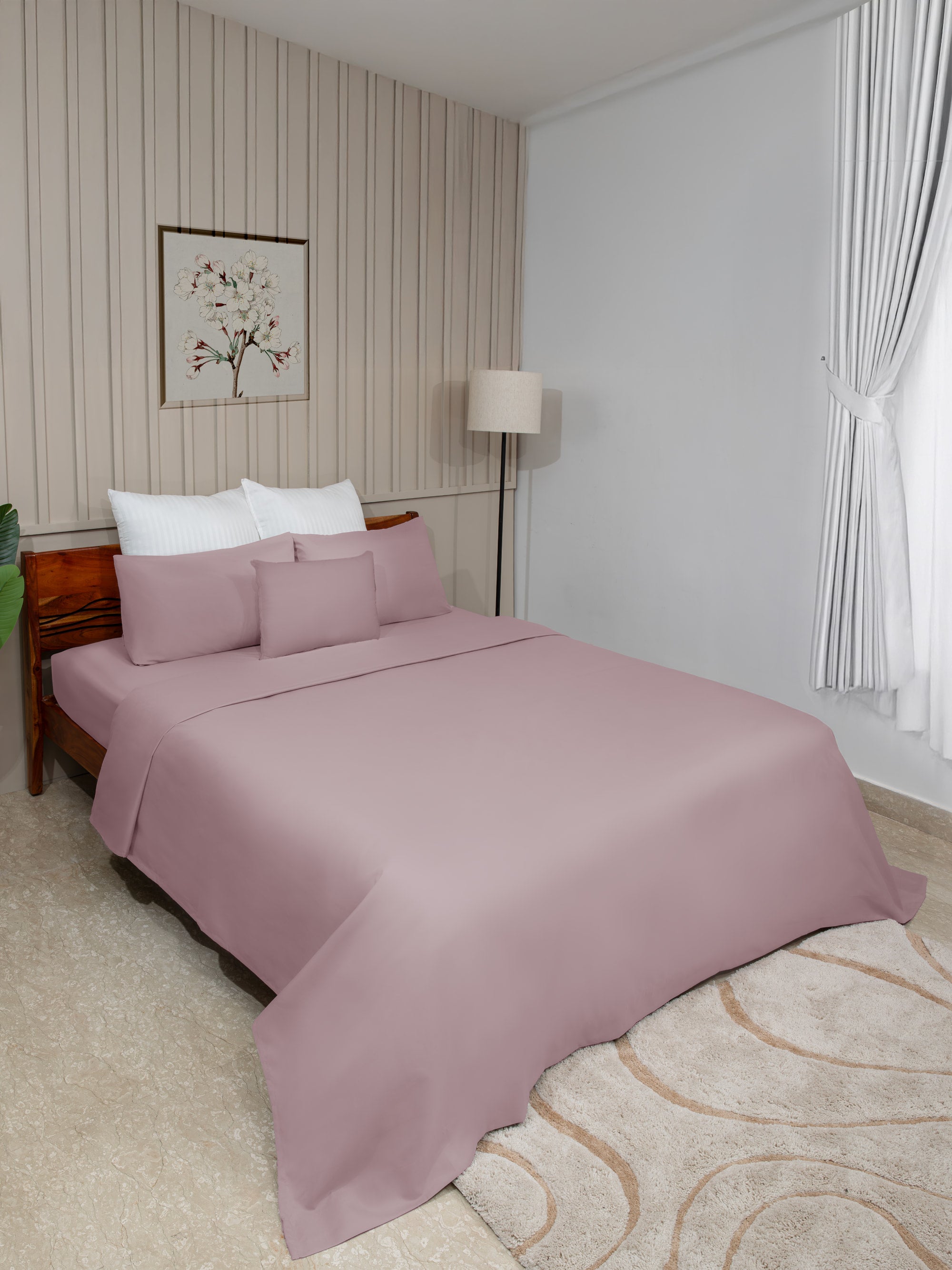 Dusty Mauve Solid Bedsheet Set