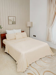 Beige Crochet Lace Bedsheet Set