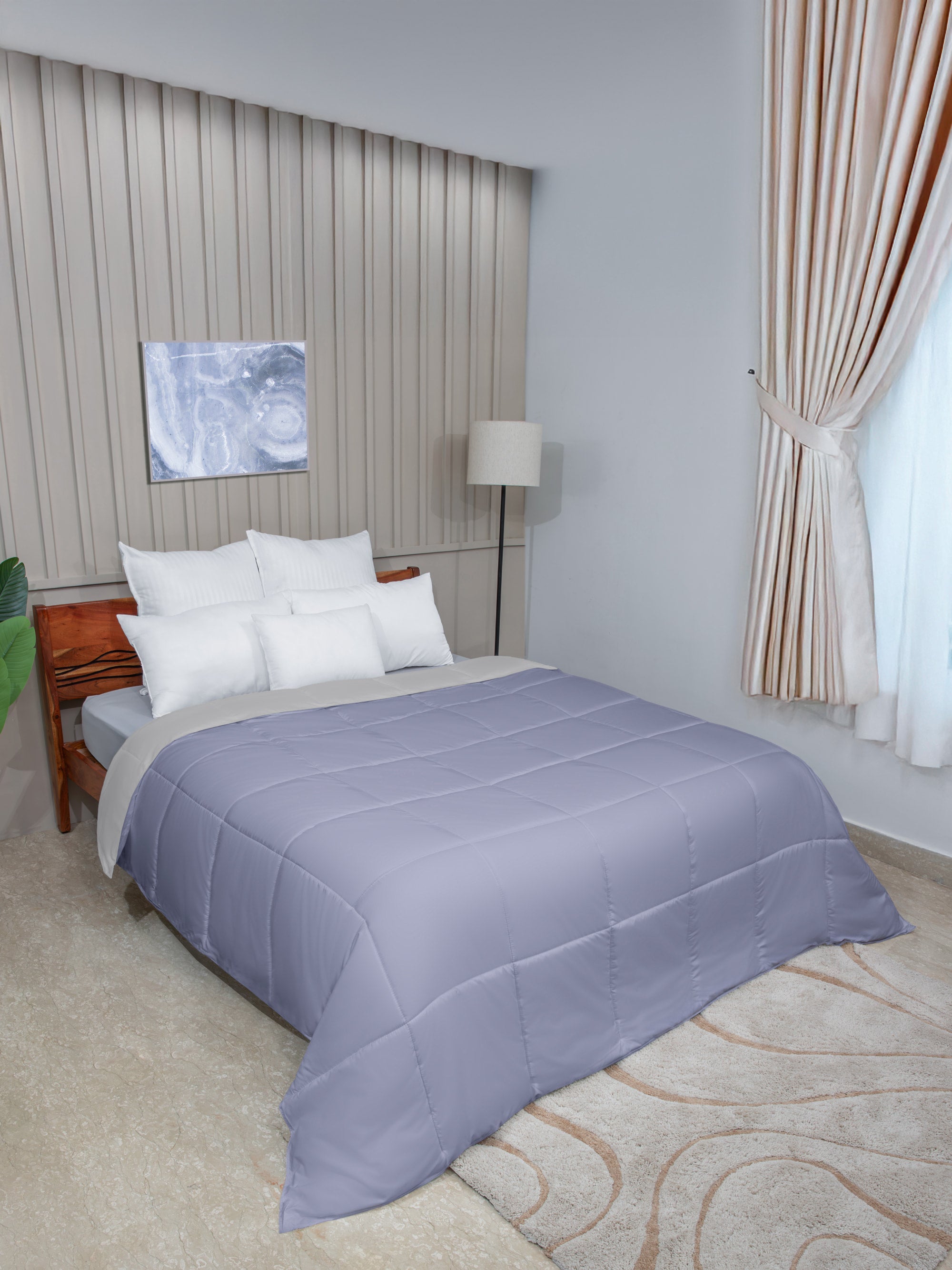 Violet/ Grey Solid Reversible all season Comforter