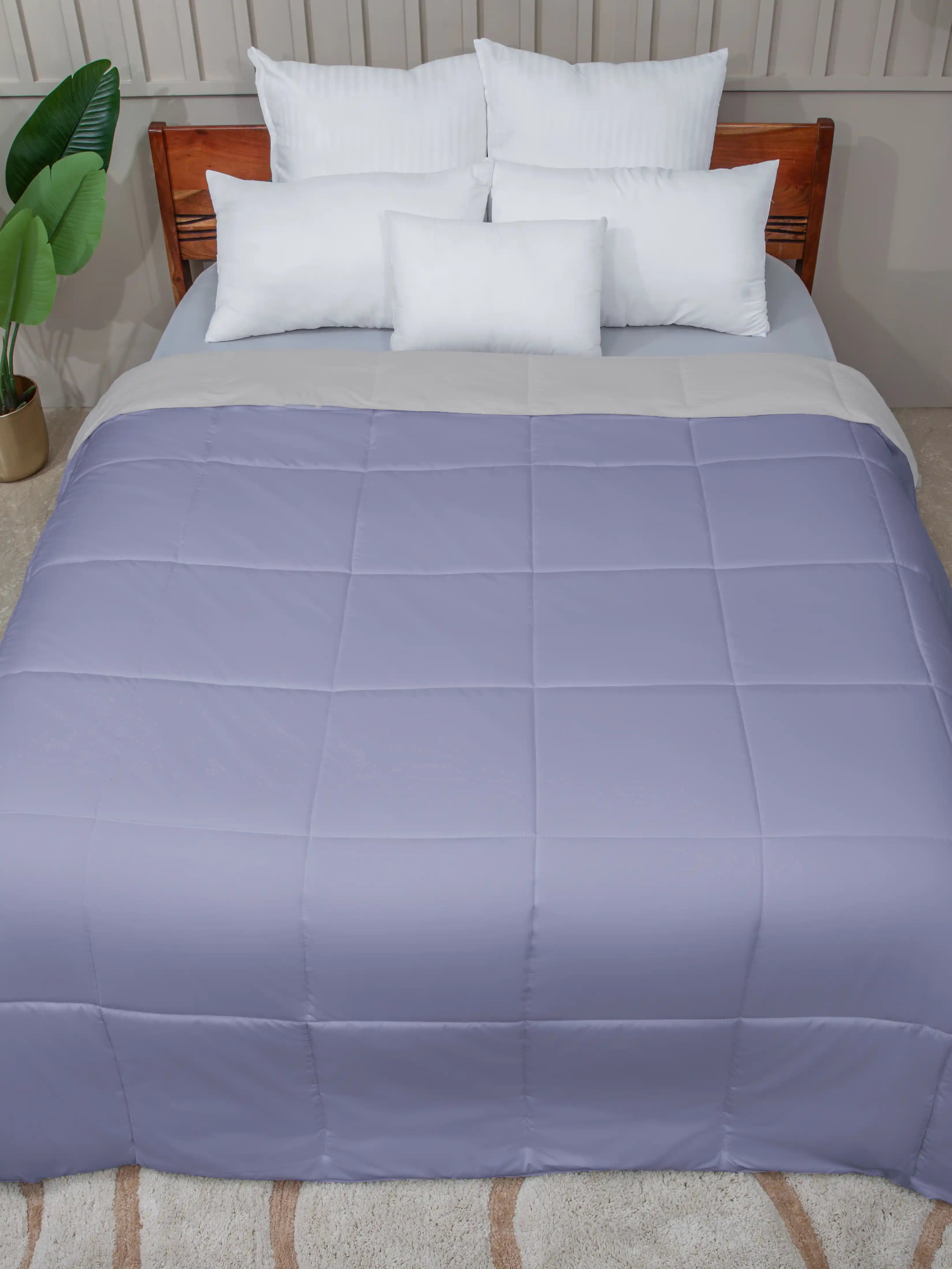 Violet/ Grey Solid Reversible all season Comforter