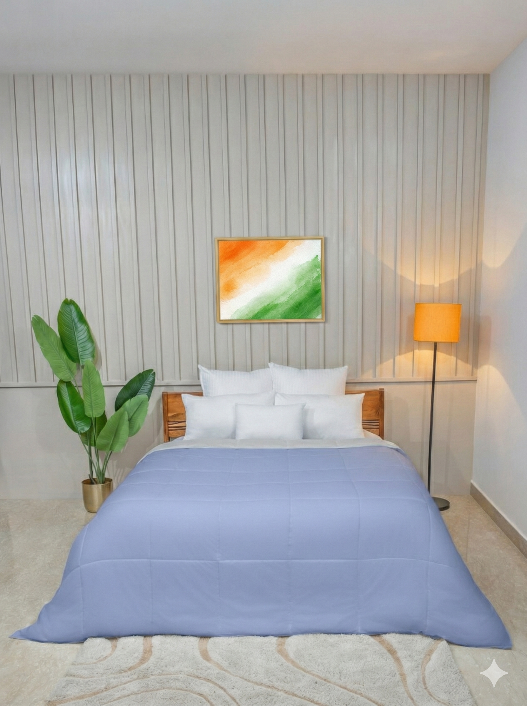 Blue / Cream Twin Solid Reversible All Season Comforter