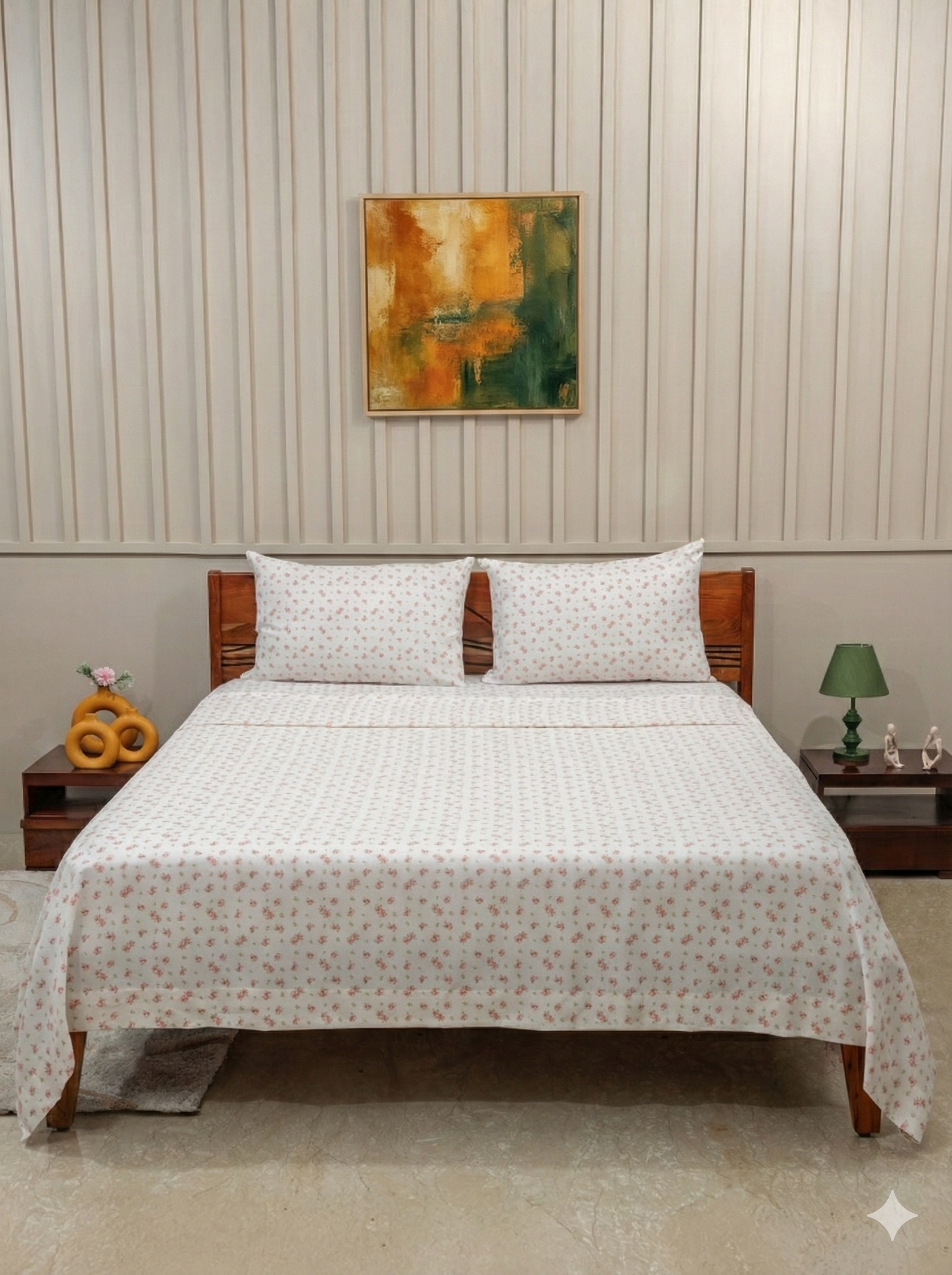 Ivory Rose Printed Bedsheet Set