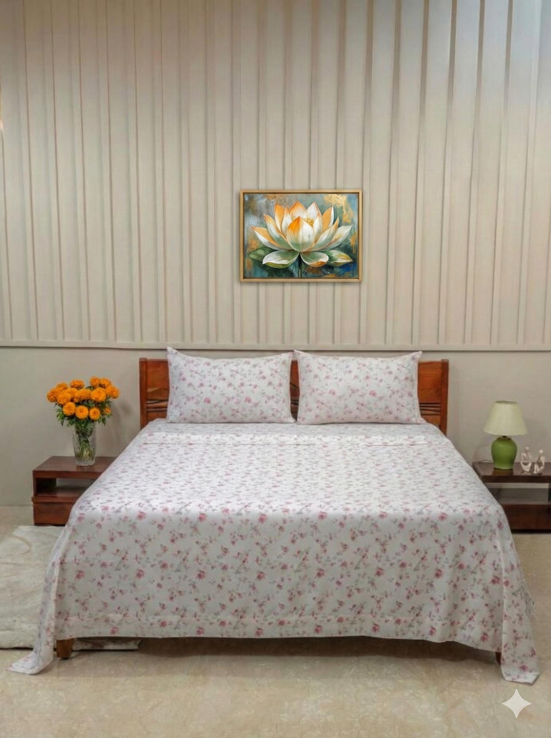 Kashmir Rose Printed Bedsheet Set