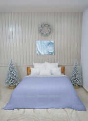 Blue/ Cream Twin Solid Reversible all season Comforter