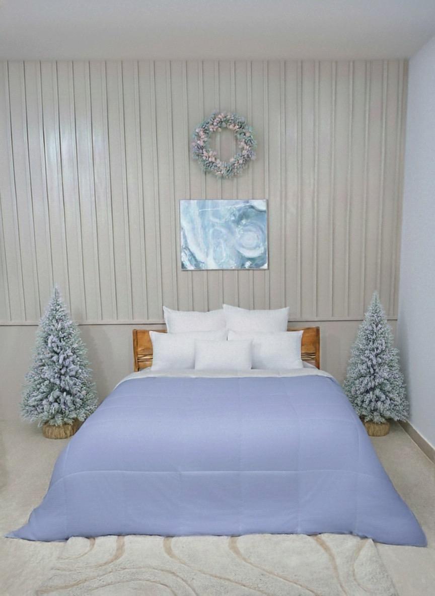 Blue/ Cream Twin Solid Reversible all season Comforter