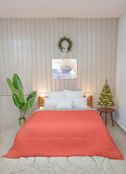 Orange/ Beige Twin Solid Reversible all season Comforter