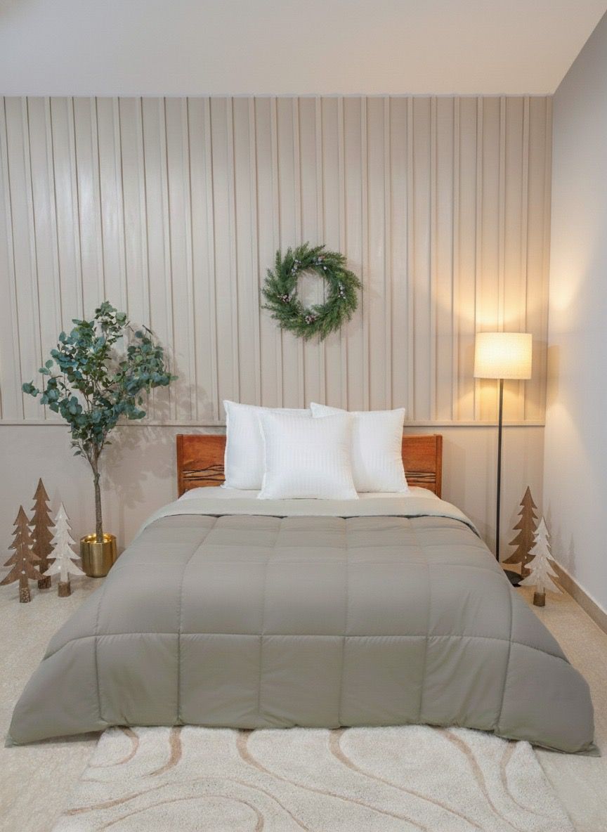 Chocolate/ Beige Queen Solid Reversible all season Comforter