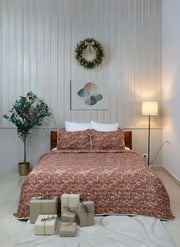 Bronze Floral Printed  Coverlet Set