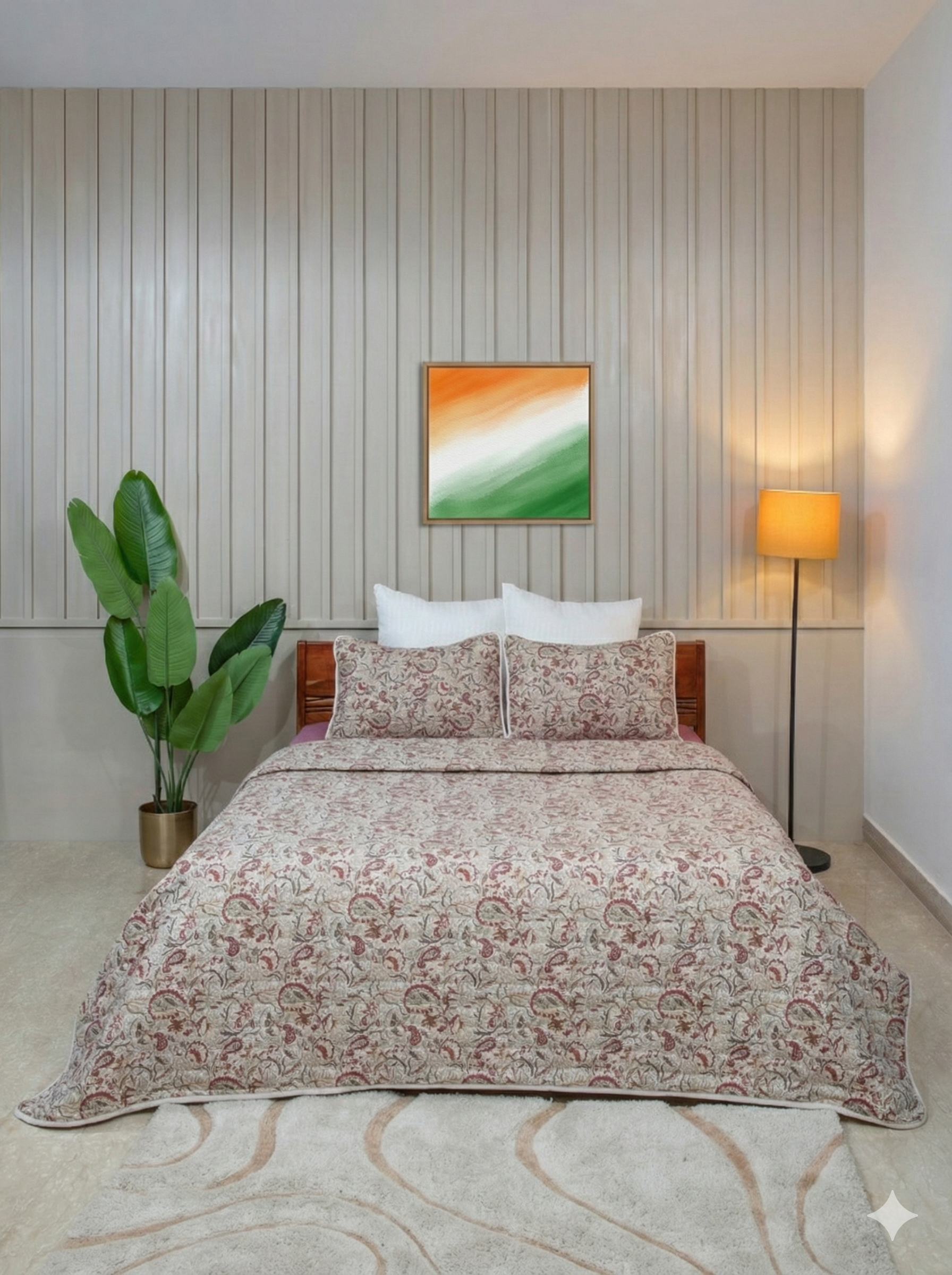 Voile Paisely Cream Printed Coverlet Set